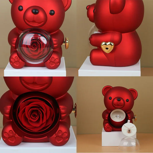 Forever Rose Teddy Jewelry Box